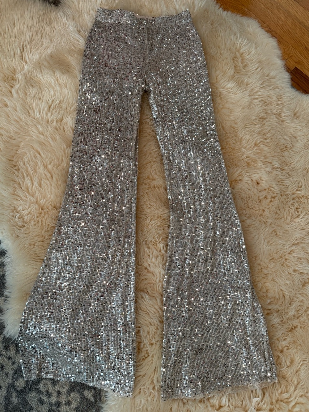Forever 21 Sequined Flare Knit Pants - Picture 1 of 7